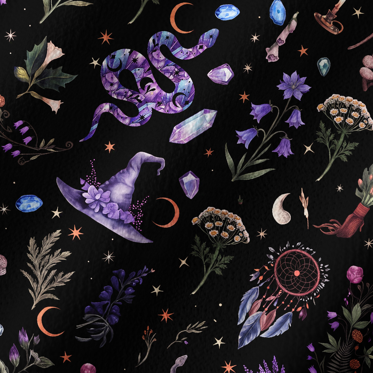Purplehecate Witchcraft Herbarium Magic Off Shoulder Long Sleeve Knit Top