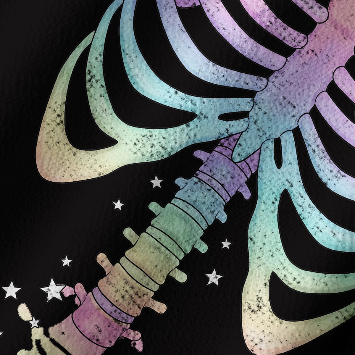 Purplehecate Spooky Skeleton Off Shoulder Long Sleeve Knit Top