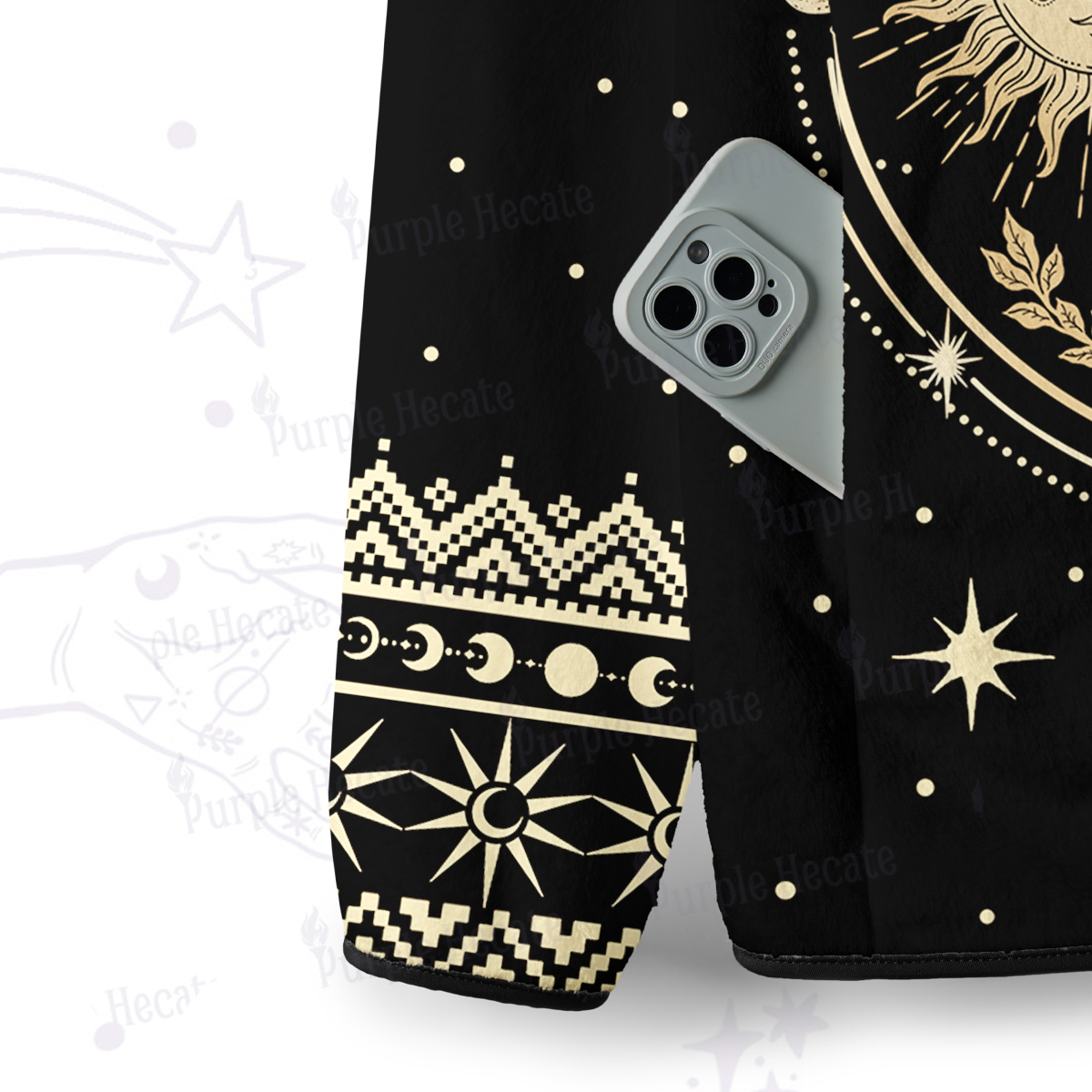 Purplehecate Celestial Sun and Moon Full Zip Fleece Jacket