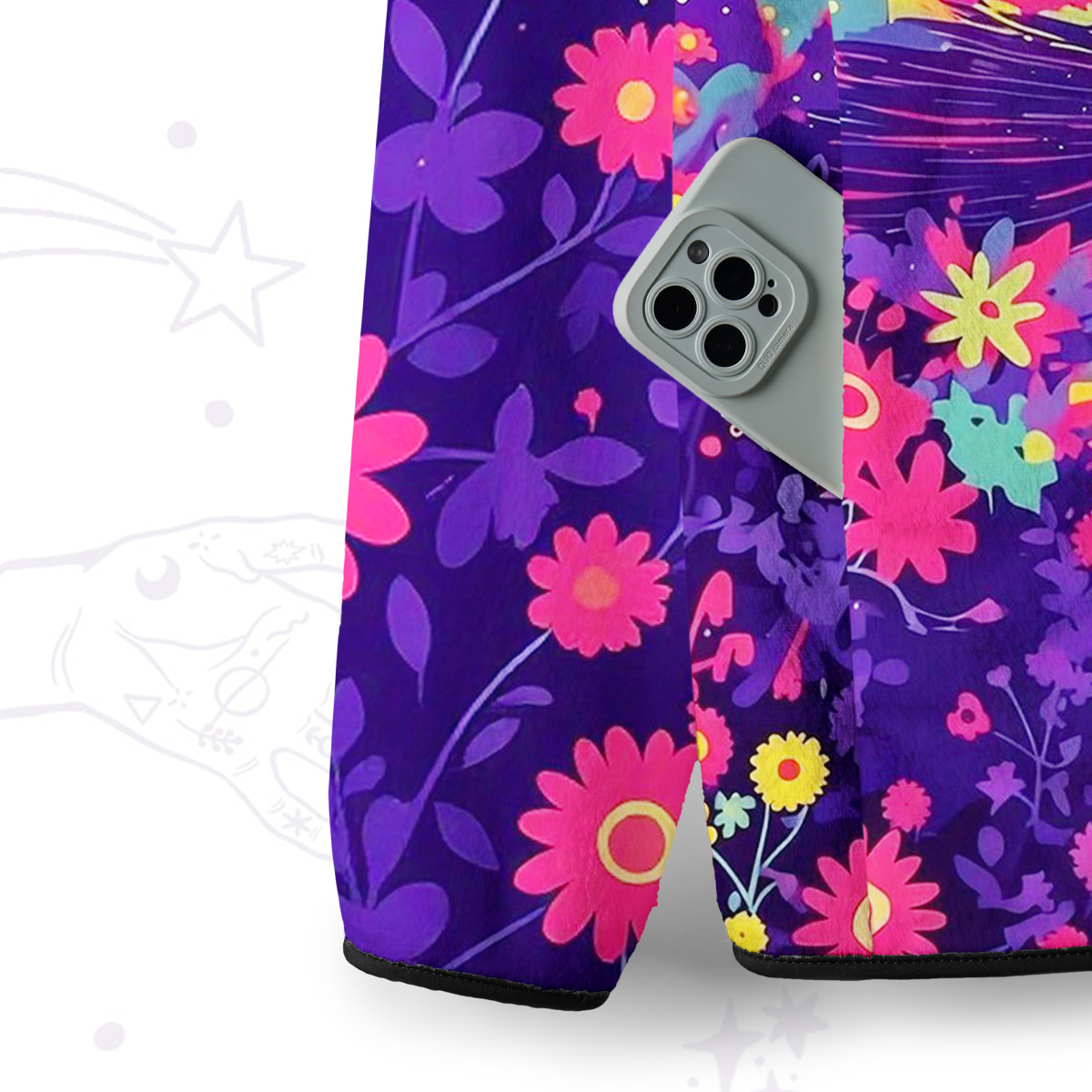 Purplehecate Midnight Cosmic Cat Fantasy Full Zip Fleece Jacket