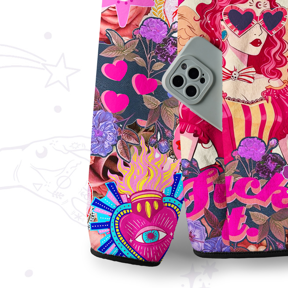 Purplehecate Queen of Hearts Angel Graphic Full Zip Fleece Jacket