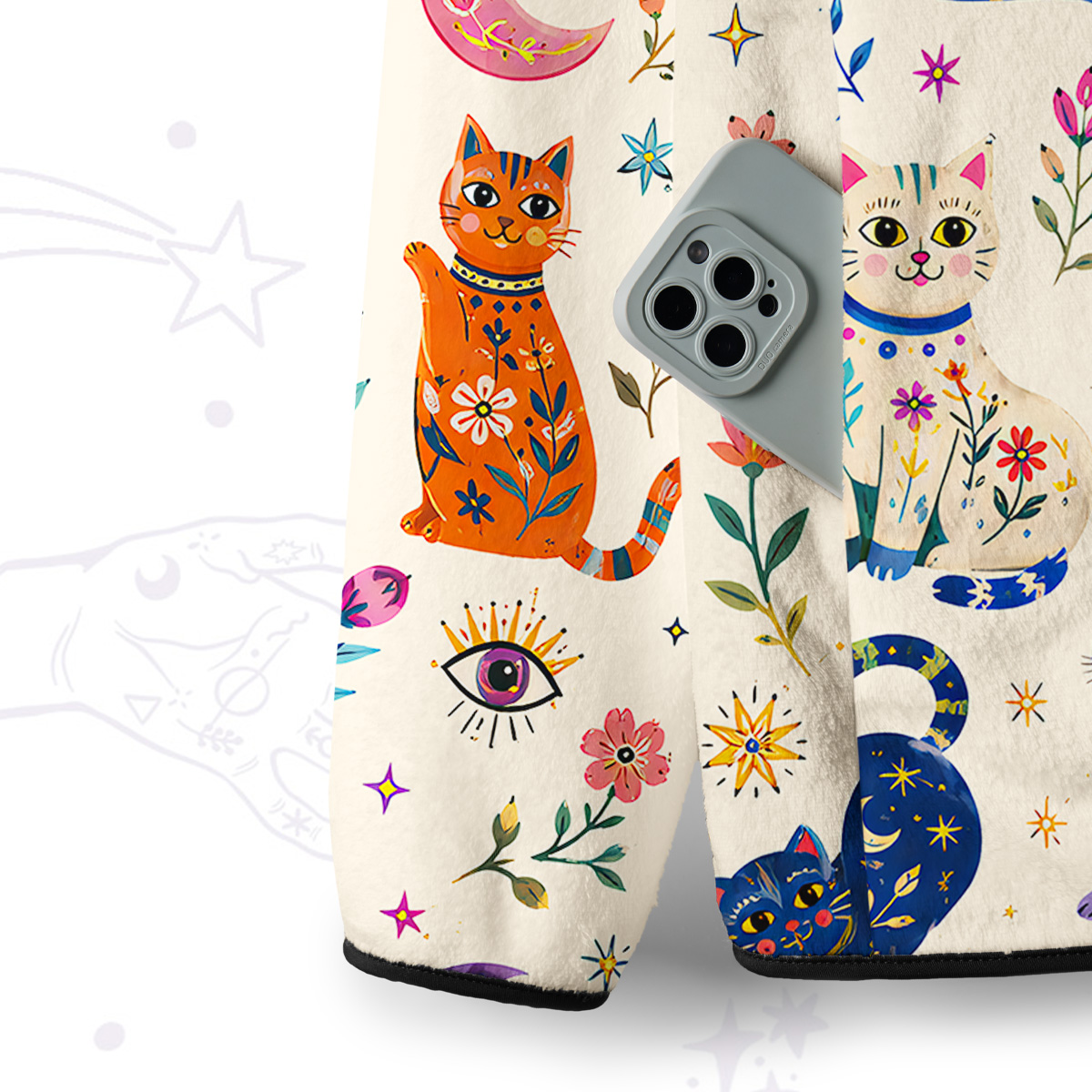 Purplehecate Rainbow Magic Cats Full Zip Fleece Jacket