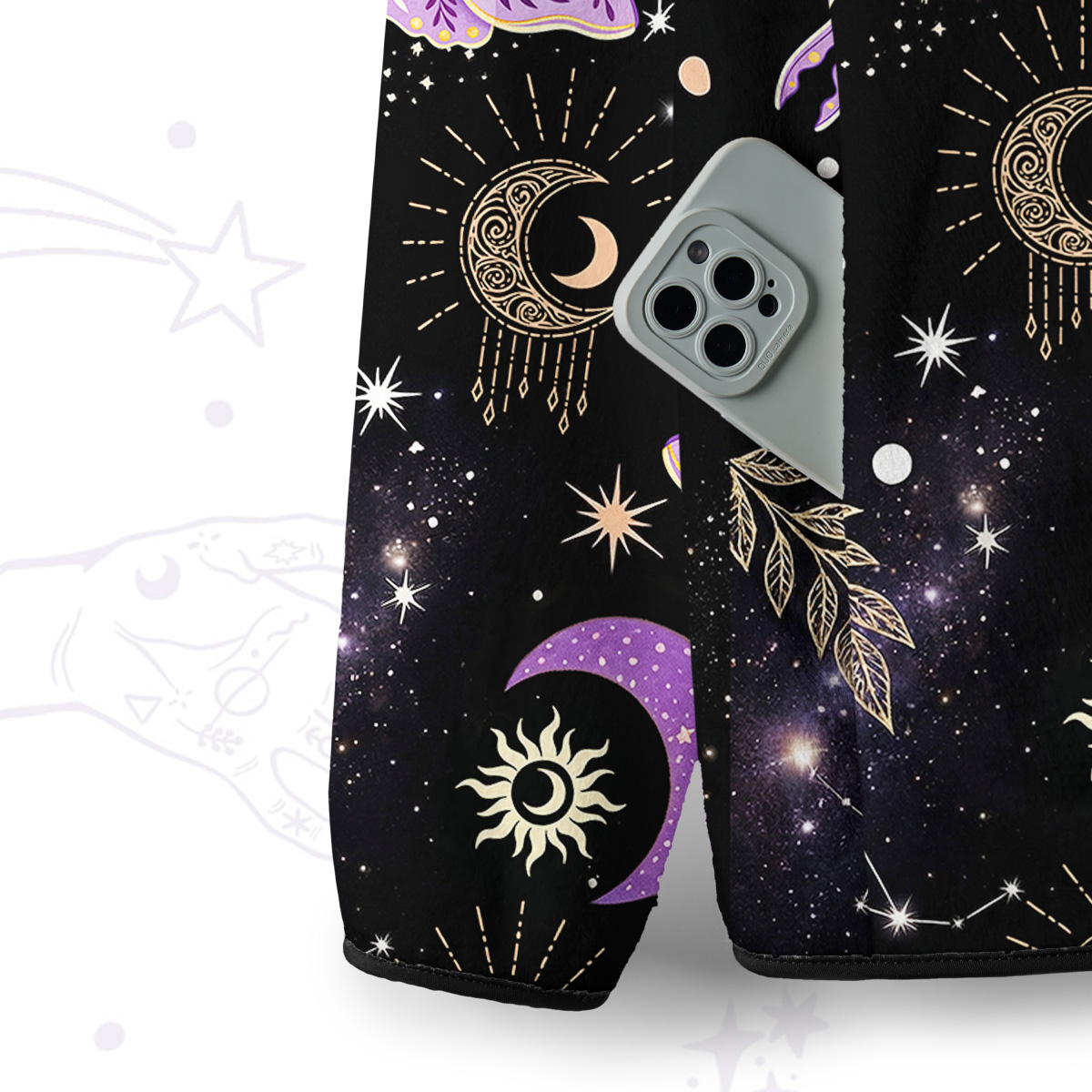 Purplehecate Starry Night Lunar Moth Full Zip Fleece Jacket