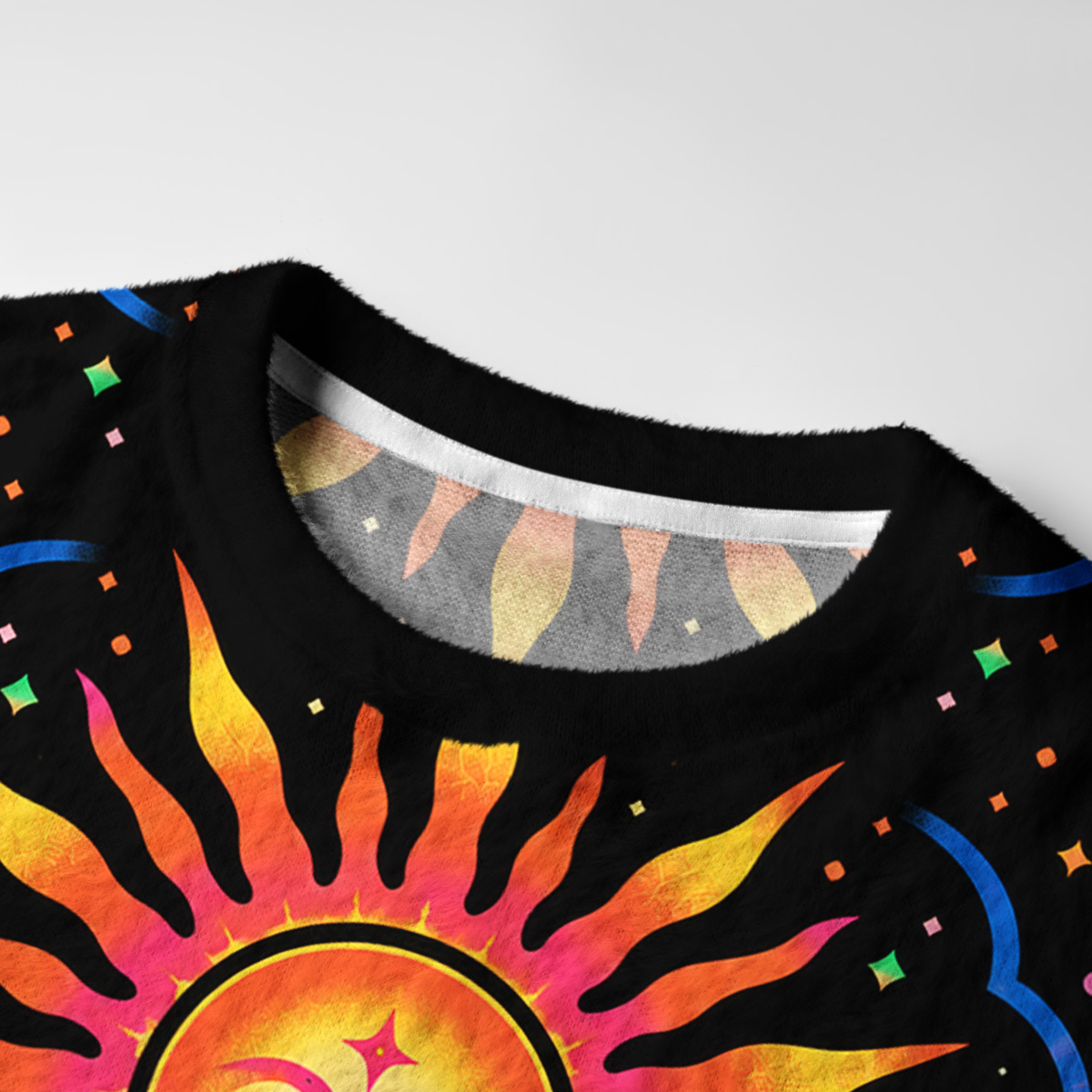 Purplehecate Blacklight Cosmic Portal Fuzzy Ugly Sweatshirt