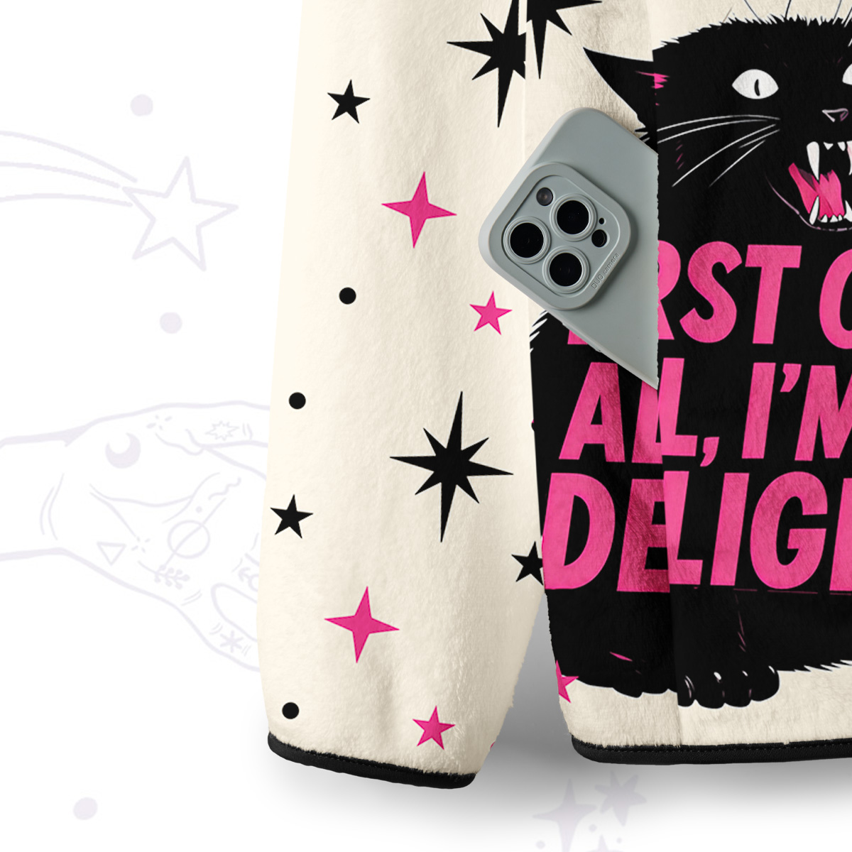 Purplehecate First Of All I'm A Delight Cat Full Zip Fleece Jacket