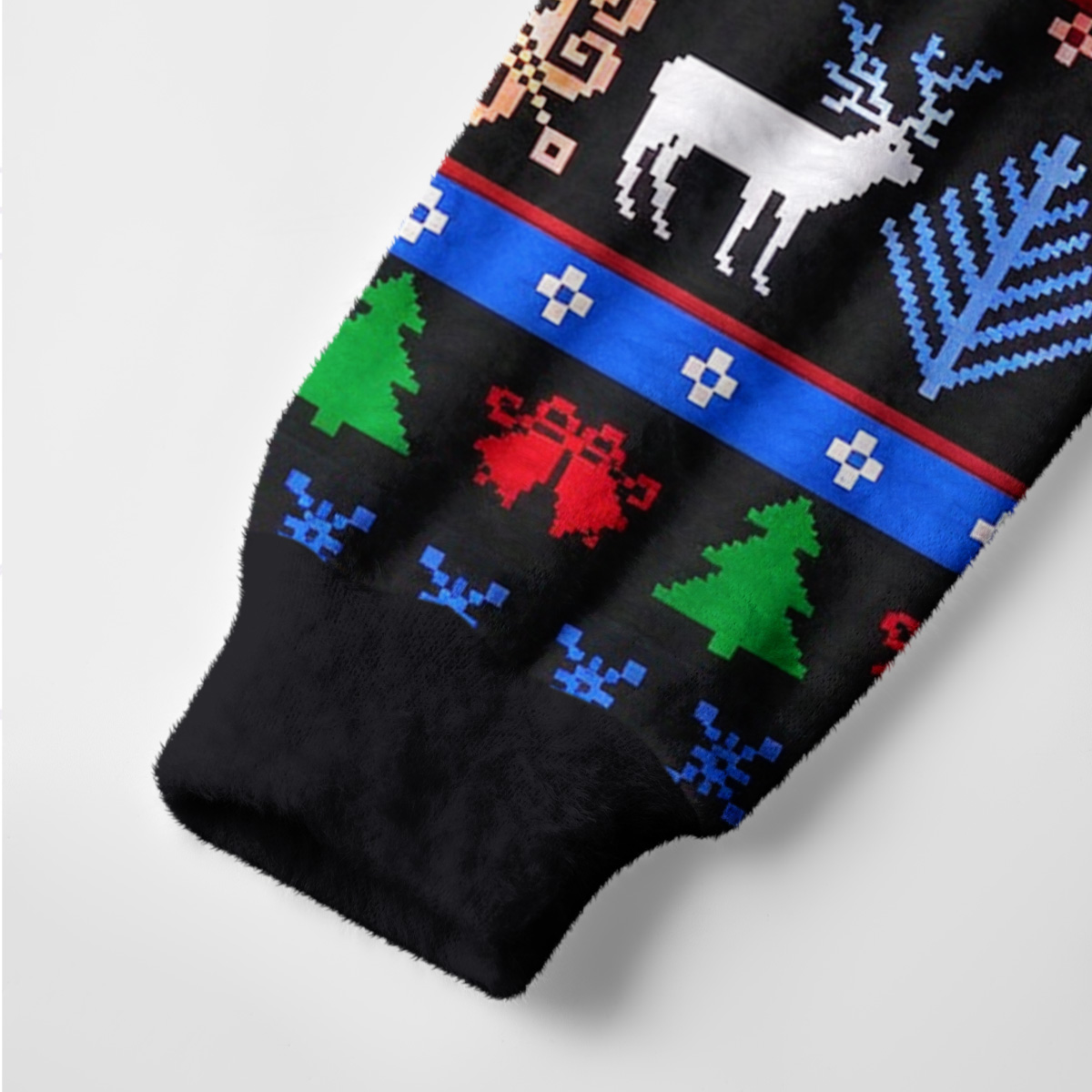 Purplehecate Rainbow Laser Eyes Cat Christmas Ugly Cardigan Sweaters