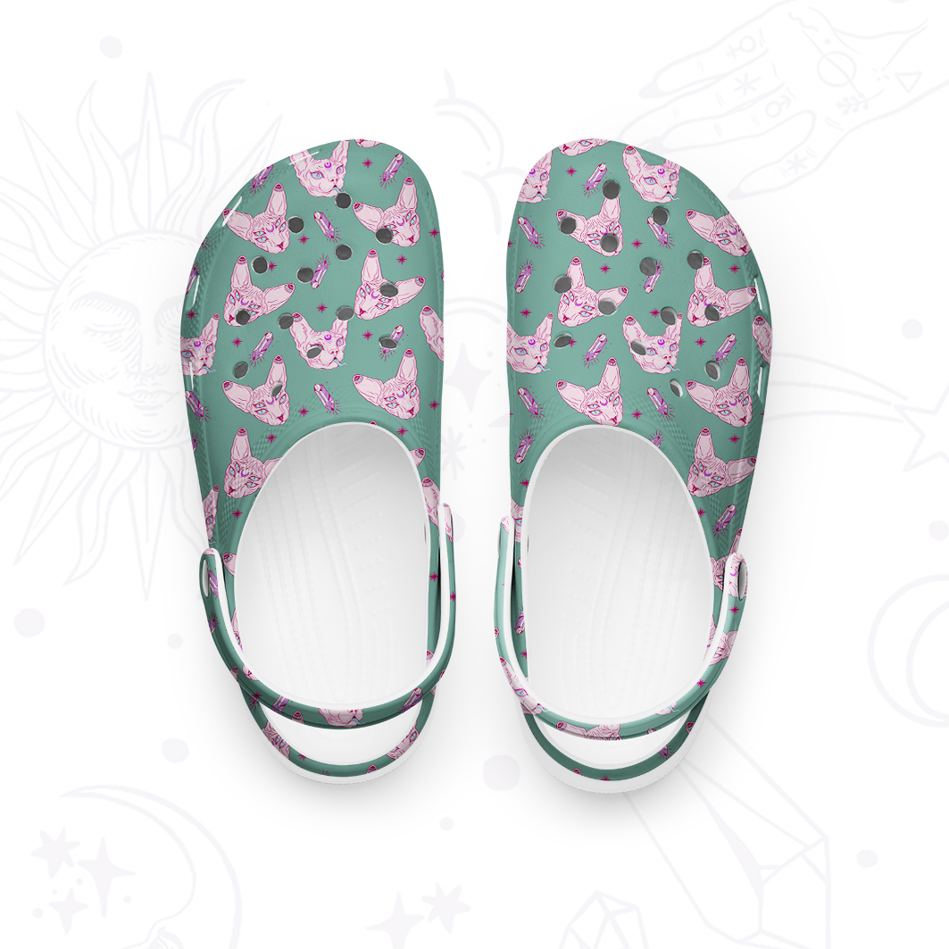 Purplehecate Mystical Sphynx Cat Rubber Clogs