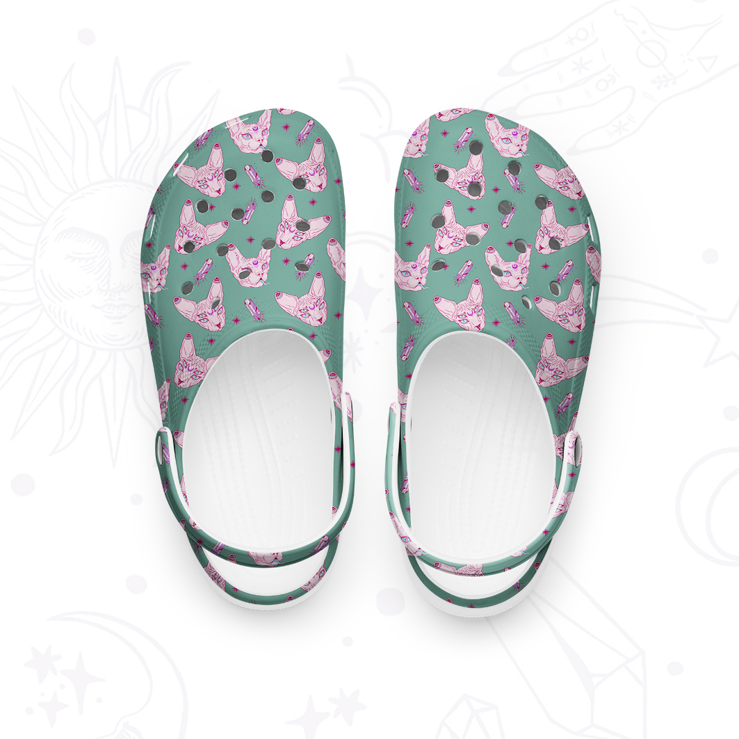Purplehecate Mystical Sphynx Cat Rubber Clogs