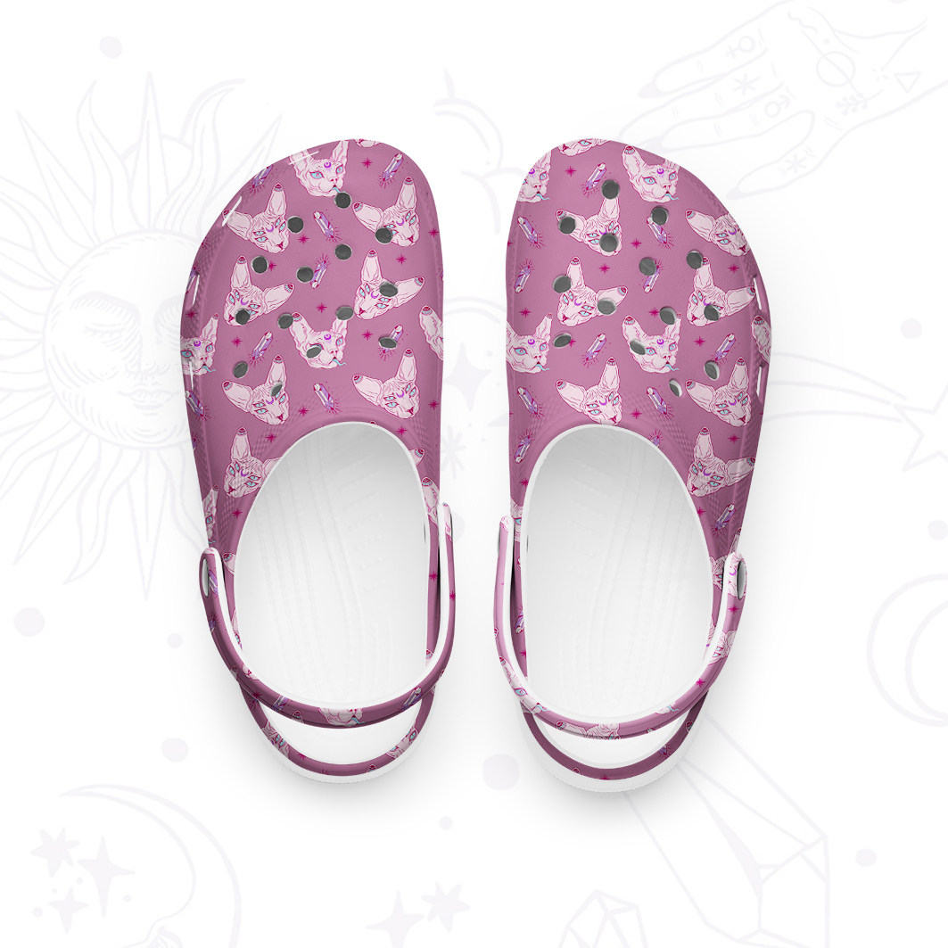 Purplehecate Mystical Sphynx Cat Rubber Clogs