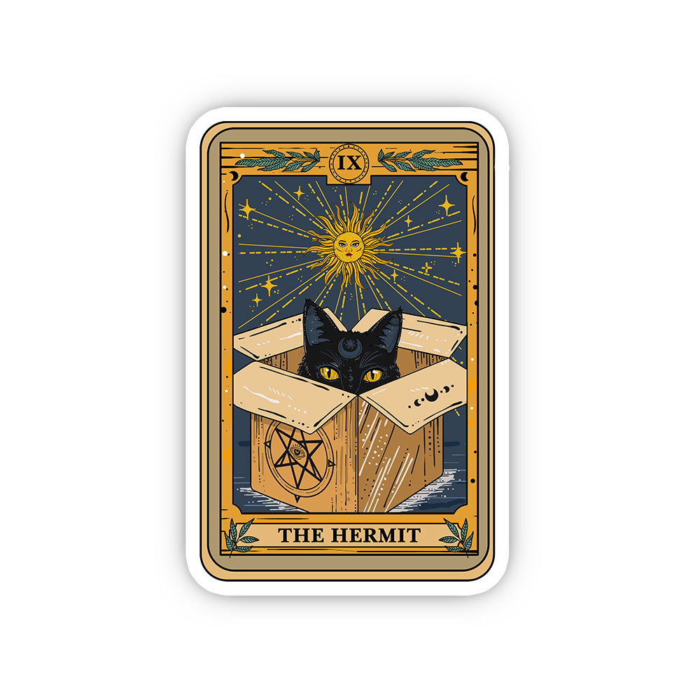 Purplehecate The Hermit Cat Tarot Card Sticker