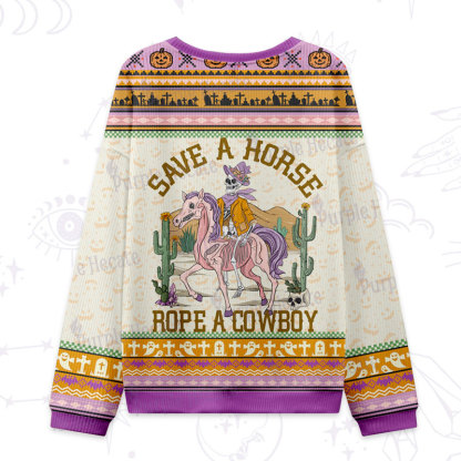 Purplehecate Save A Horse Rope A Cowboy Ugly Halloween Sweatshirts