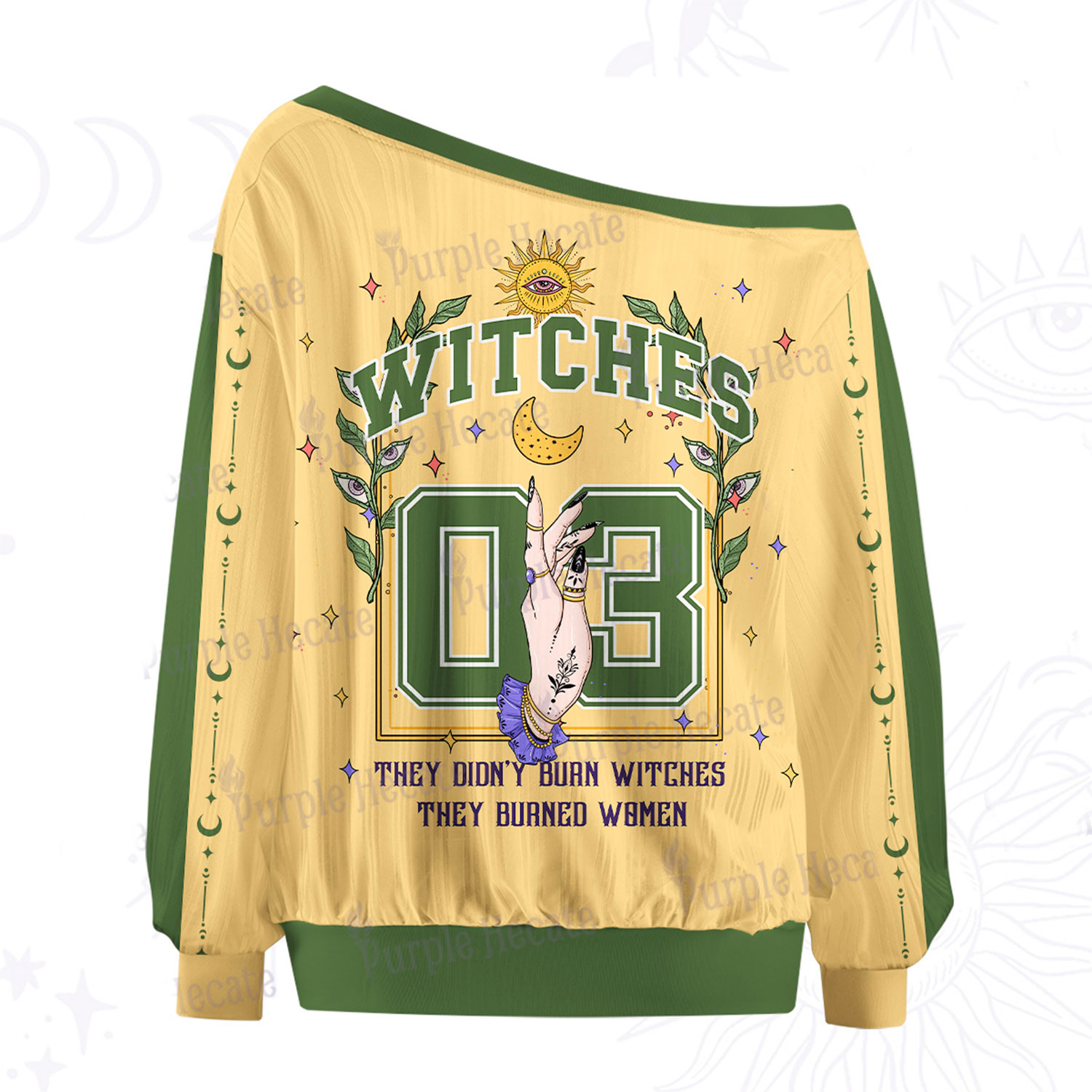 Purplehecate They Didn't Burn Witches They Burned Women Off The Shoulder Graphic Jersey