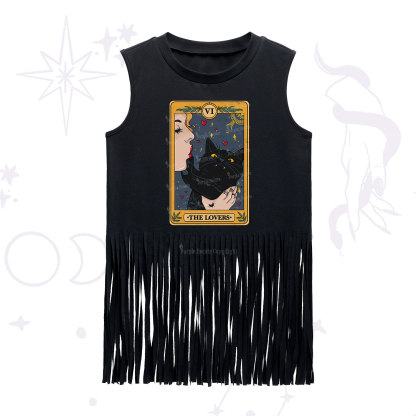 Purplehecate The Lovers Cat Tarot Fringe Tank Top