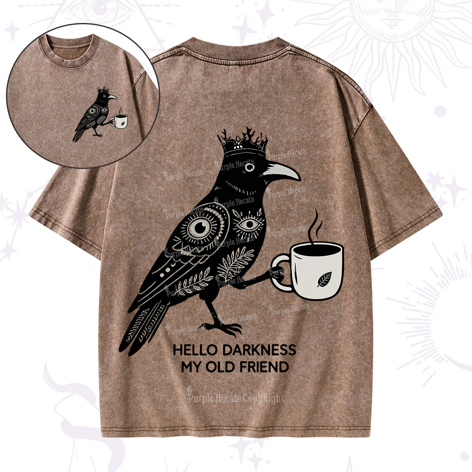 Purplehecate Hello Darkness My Old Friend Washed T-Shirt