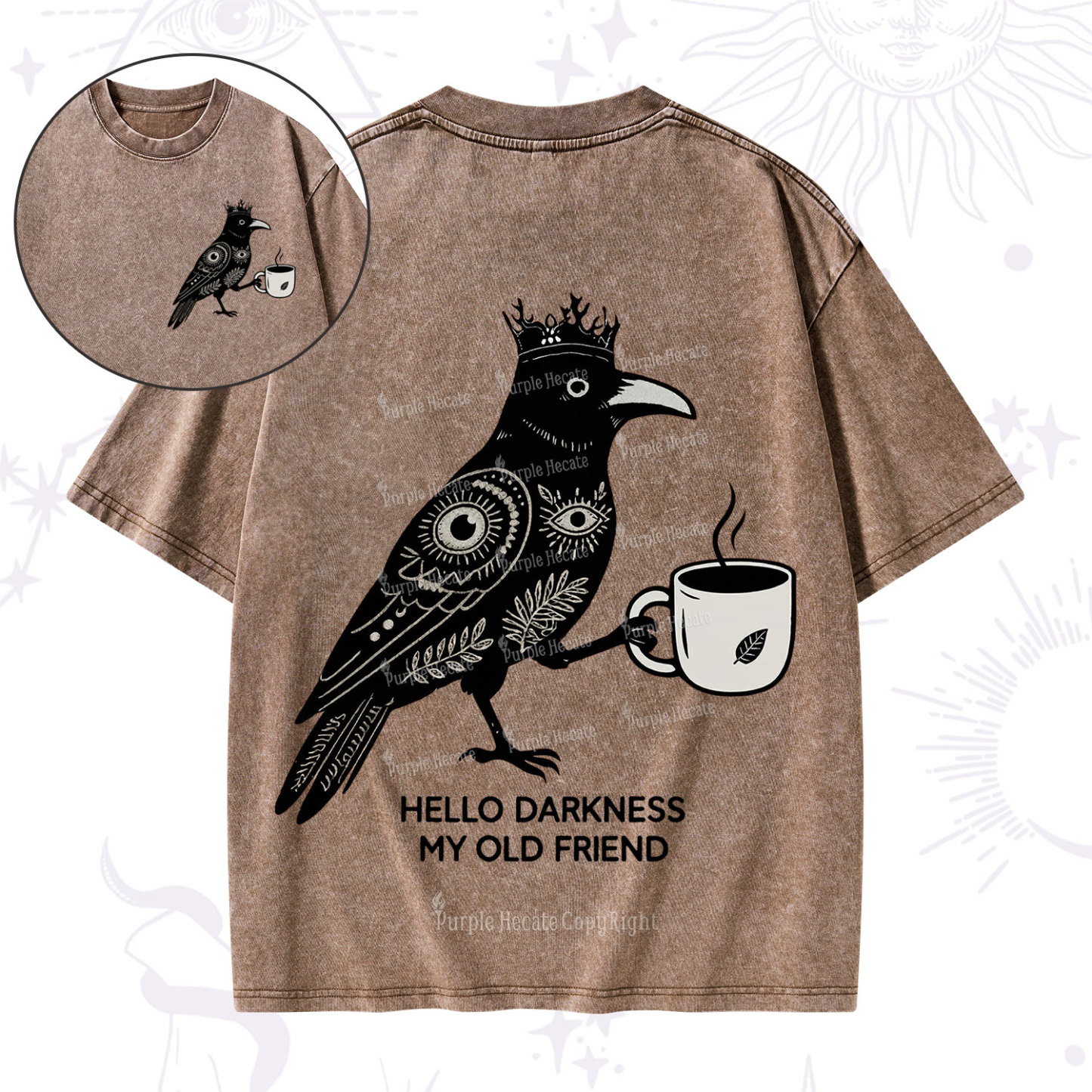 Purplehecate Hello Darkness My Old Friend Washed T-Shirt