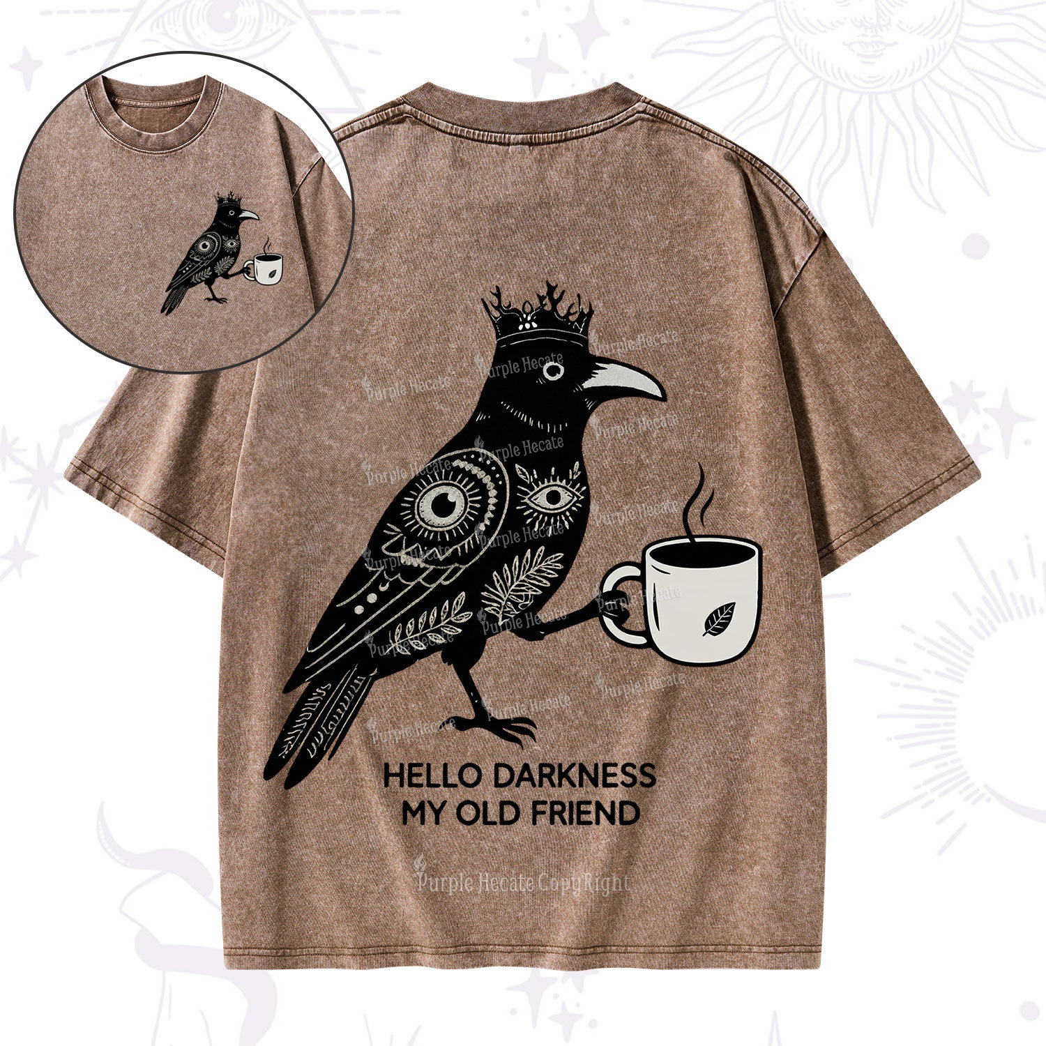 Purplehecate Hello Darkness My Old Friend Washed T-Shirt