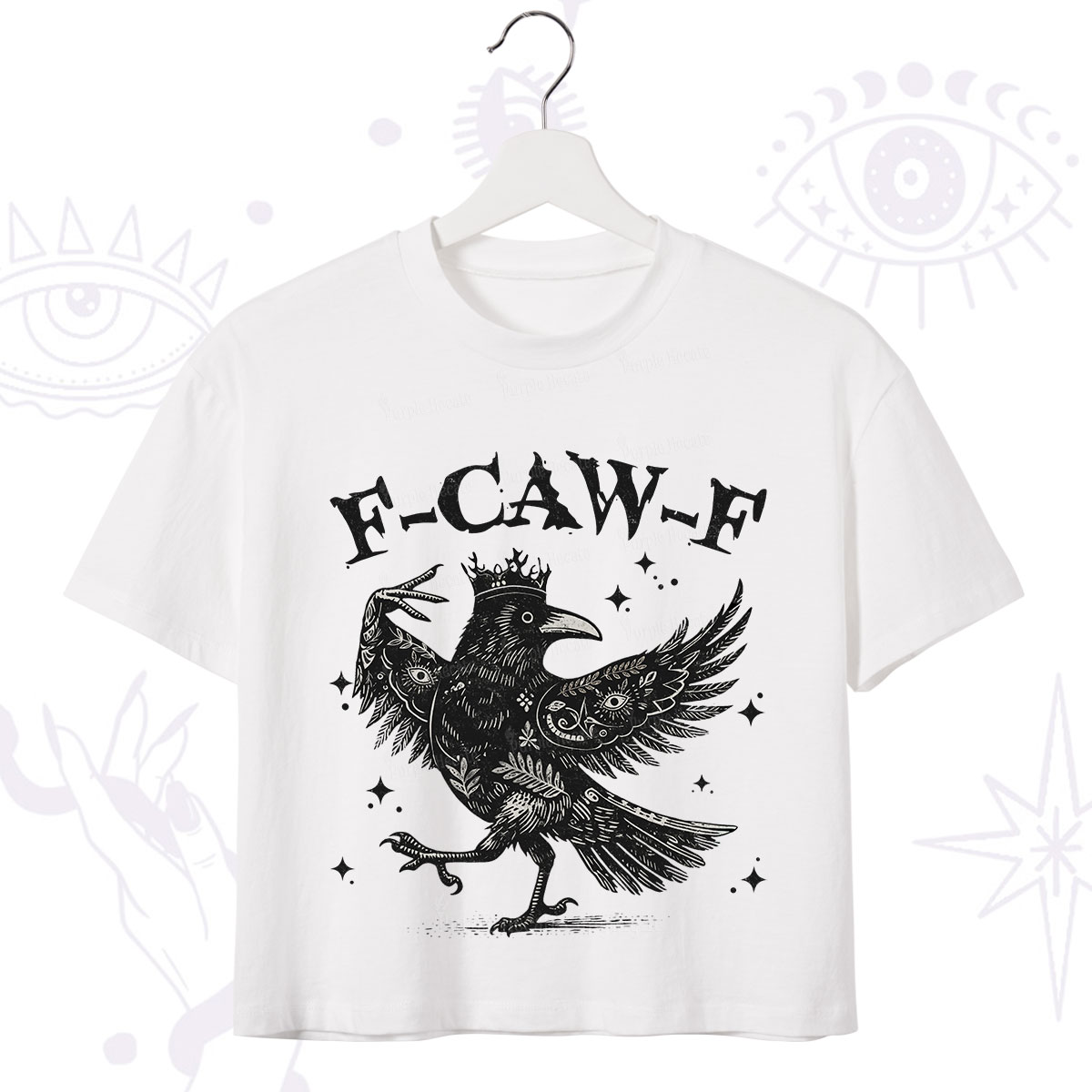 Purplehecate F-caw-f Funny Crow Crop T-Shirt