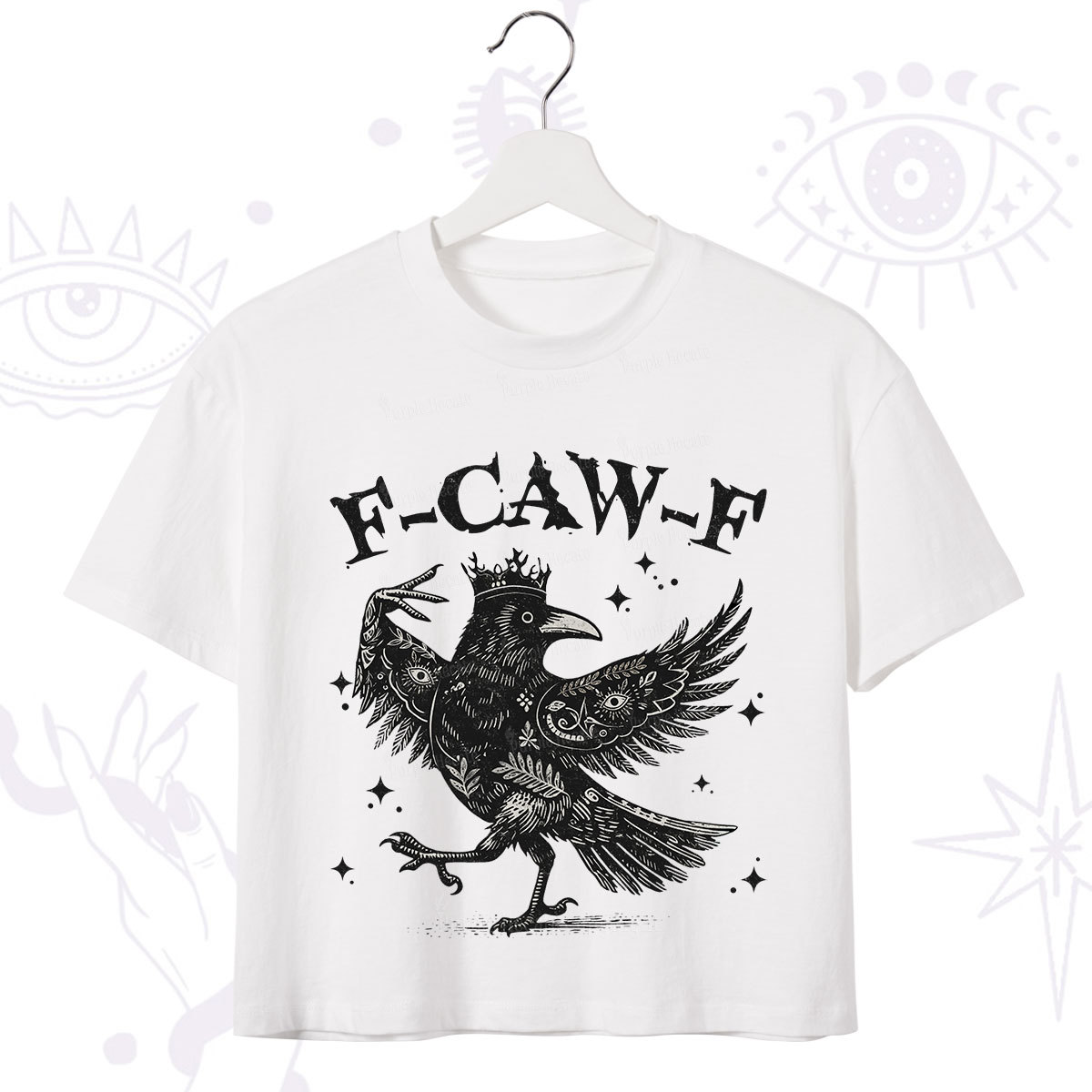 Purplehecate F-caw-f Funny Crow Crop T-Shirt