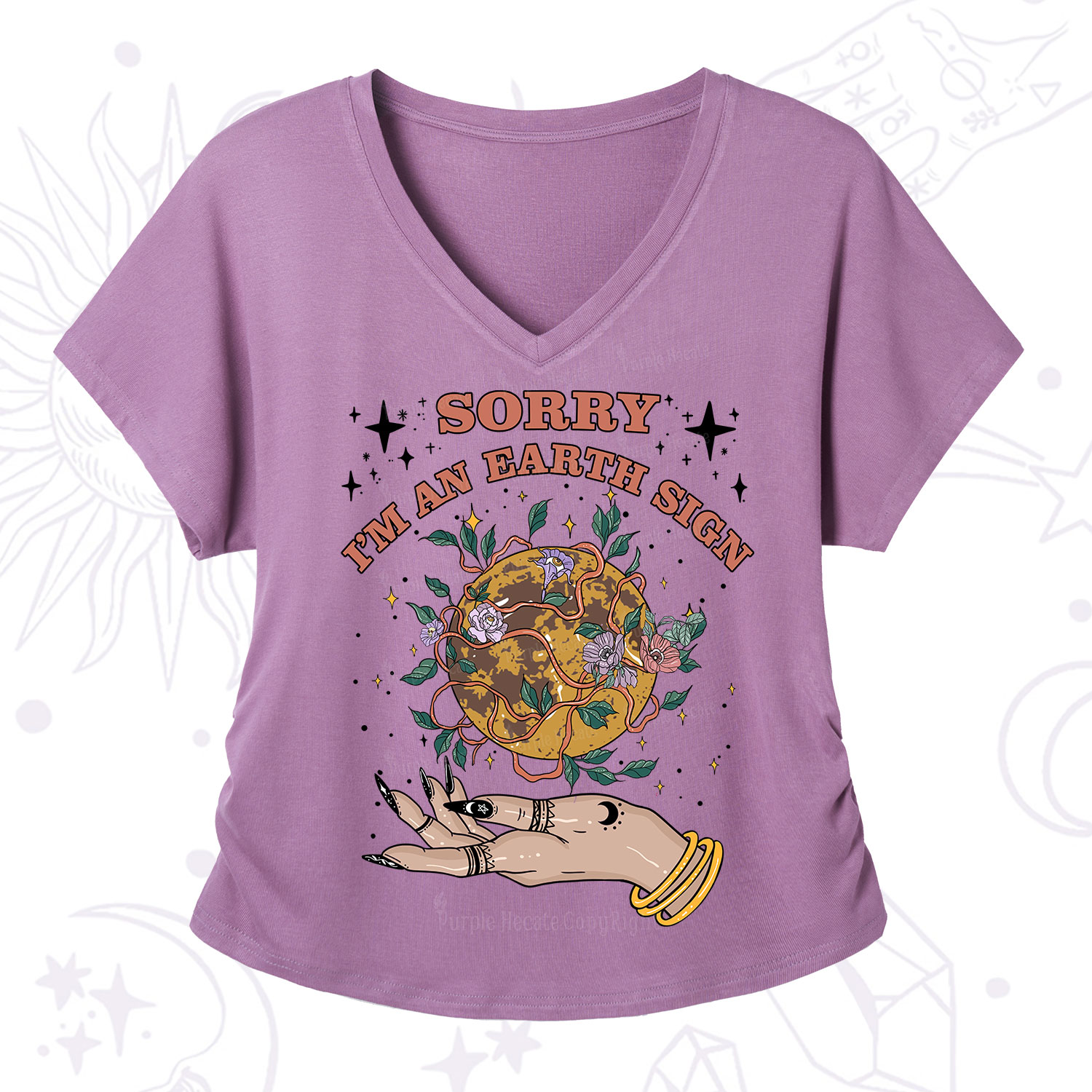 Purplehecate Sorry I'm A Earth Sign V-Neck T-Shirt