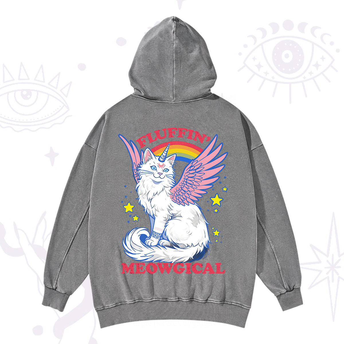 Purplehecate Fluffin Meowgical Washed Hoodie