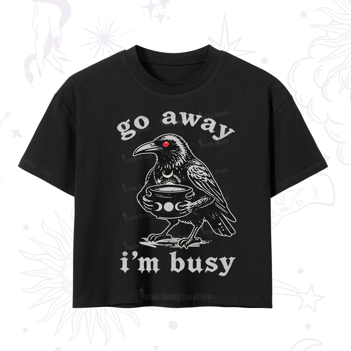 Purplehecate Go Away I'm Busy Crop T-Shirt