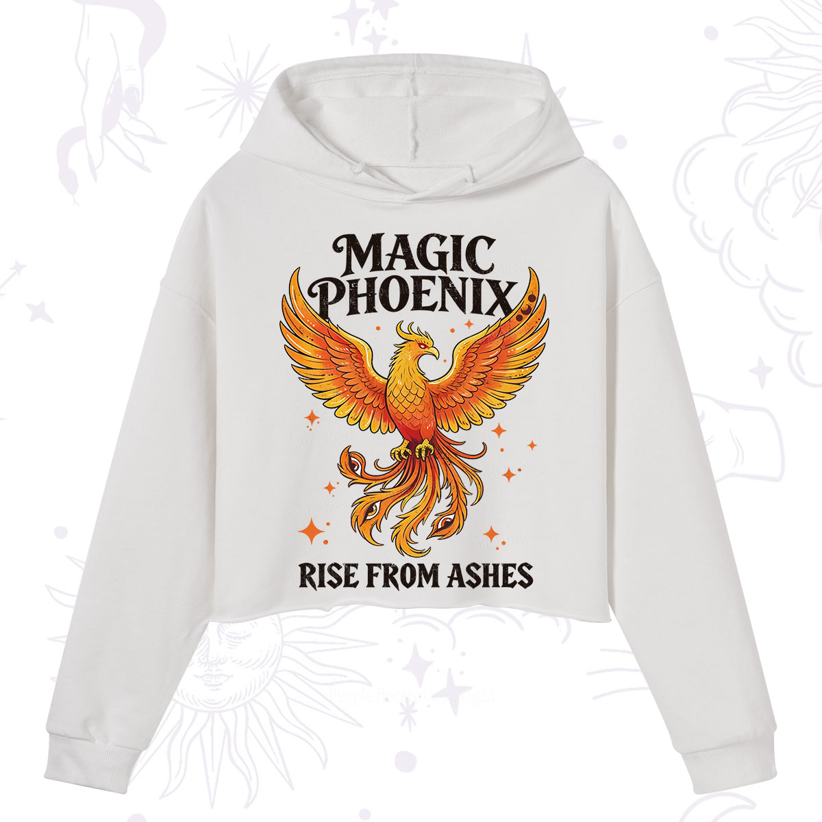 Purplehecate Magic Phoenix Rise From Ashes Crop Hoodie