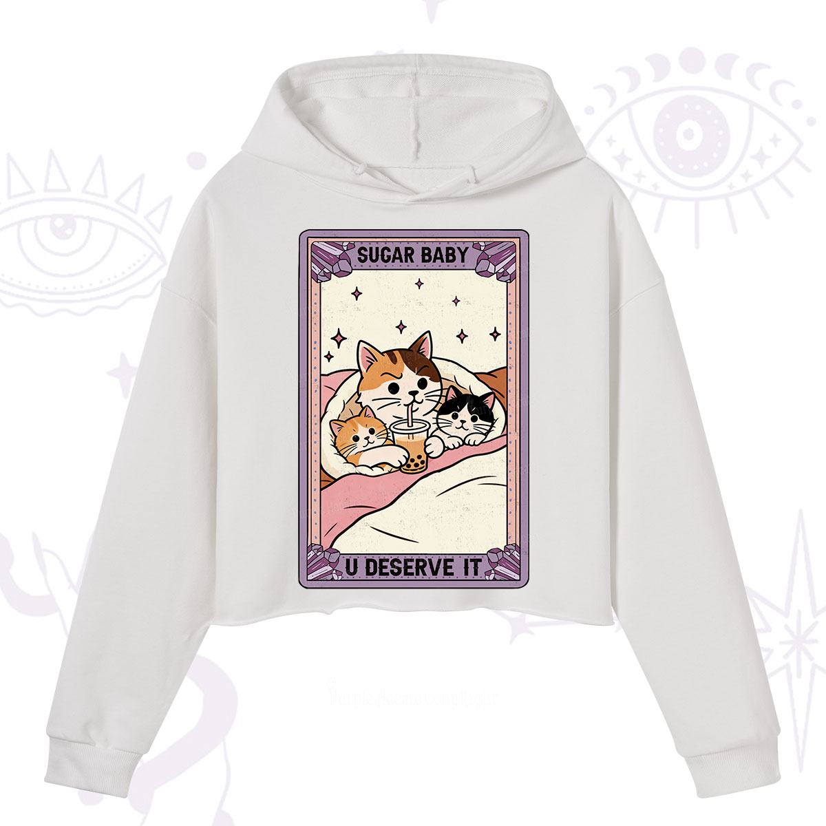 Purplehecate The Sugar Baby Cat Tarot Crop Hoodie