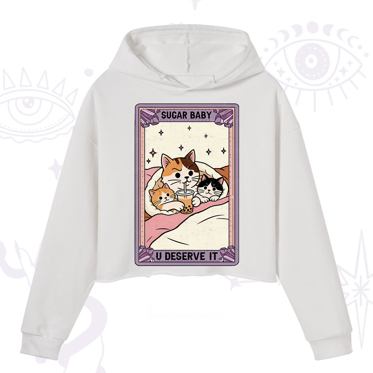 Purplehecate The Sugar Baby Cat Tarot Crop Hoodie