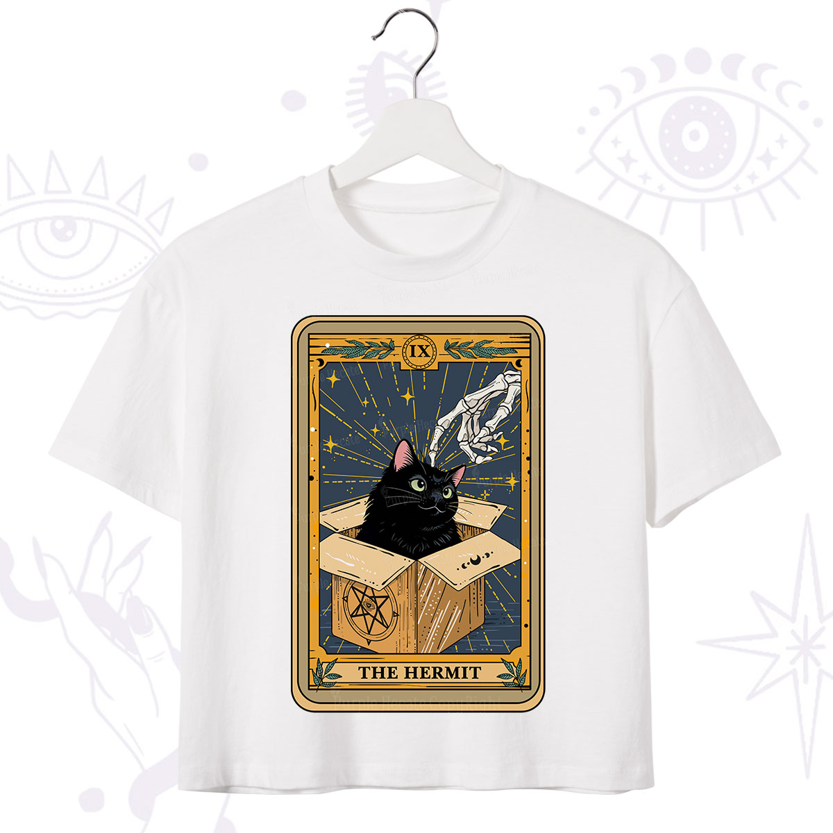 Purplehecate The Hermit Cat Tarot Crop T-Shirt