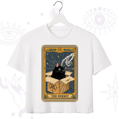 Purplehecate The Hermit Cat Tarot Crop T-Shirt