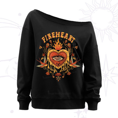 Purplehecate Fireheart Off The Shoulder Sweatshirt