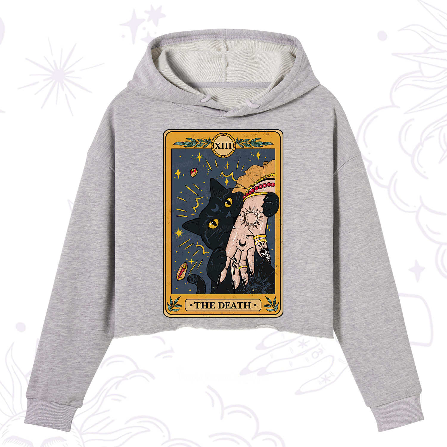 Purplehecate The Death Tarot Card Crop Hoodie