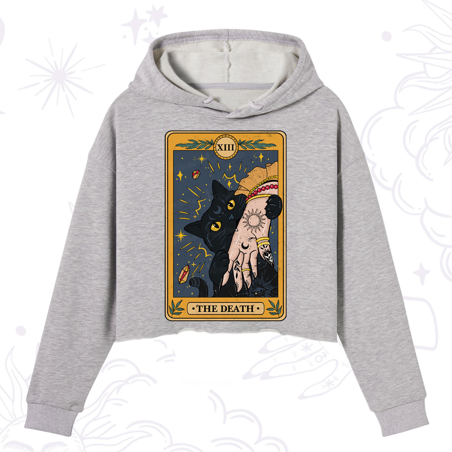 Purplehecate The Death Tarot Card Crop Hoodie