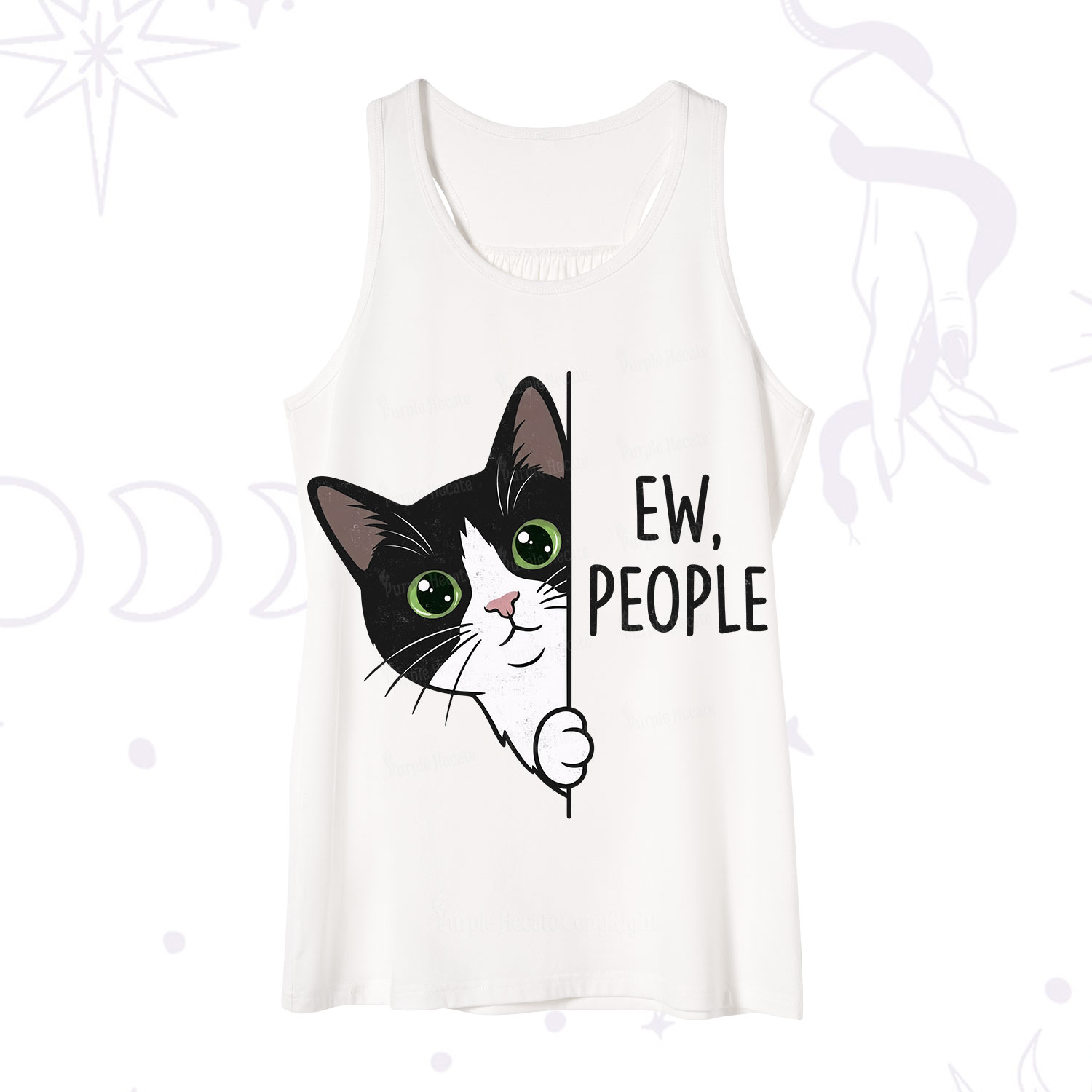 Purplehecate Funny Cat Ew People Tank