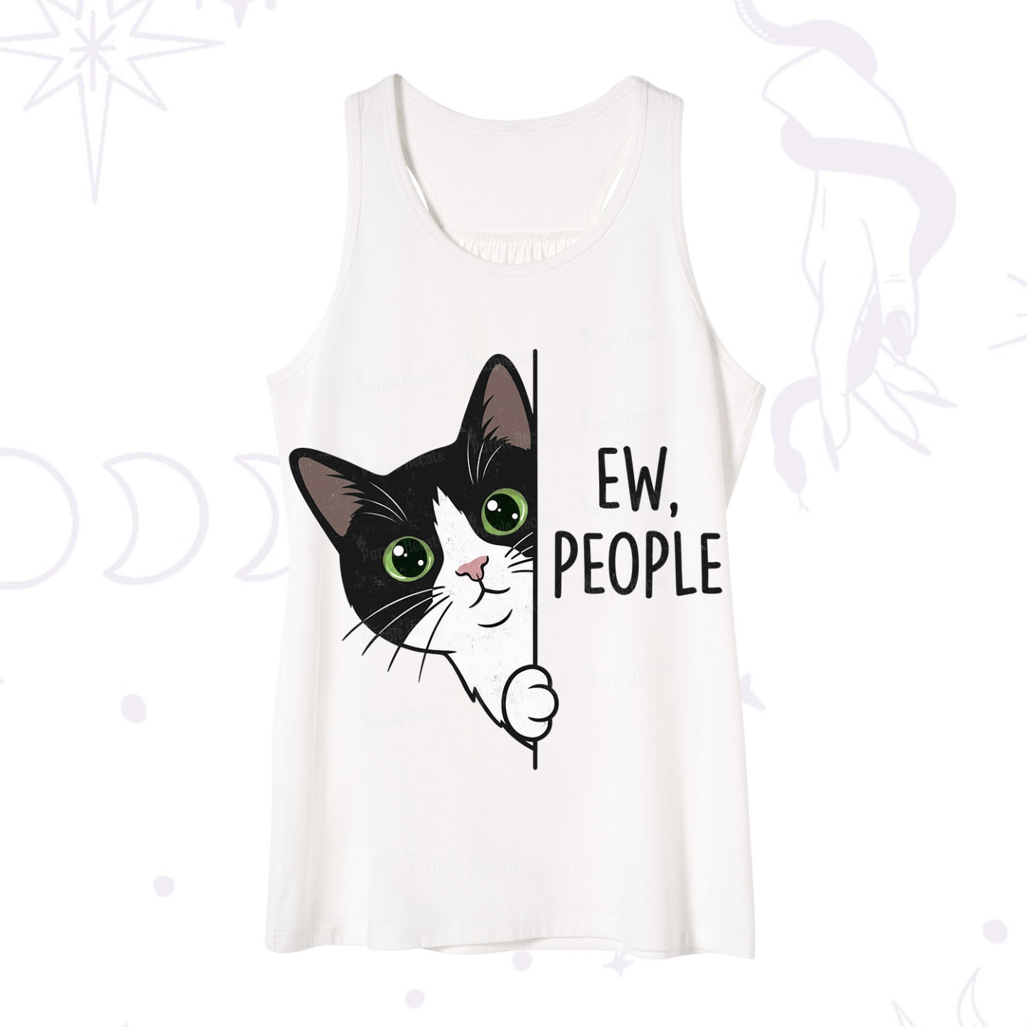 Purplehecate Funny Cat Ew People Tank