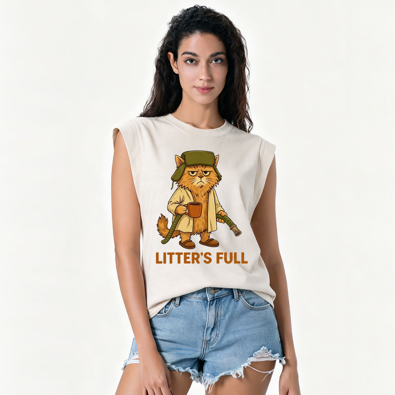 Purplehecate Litter's Full Funny Cat Vintage Washed Tank