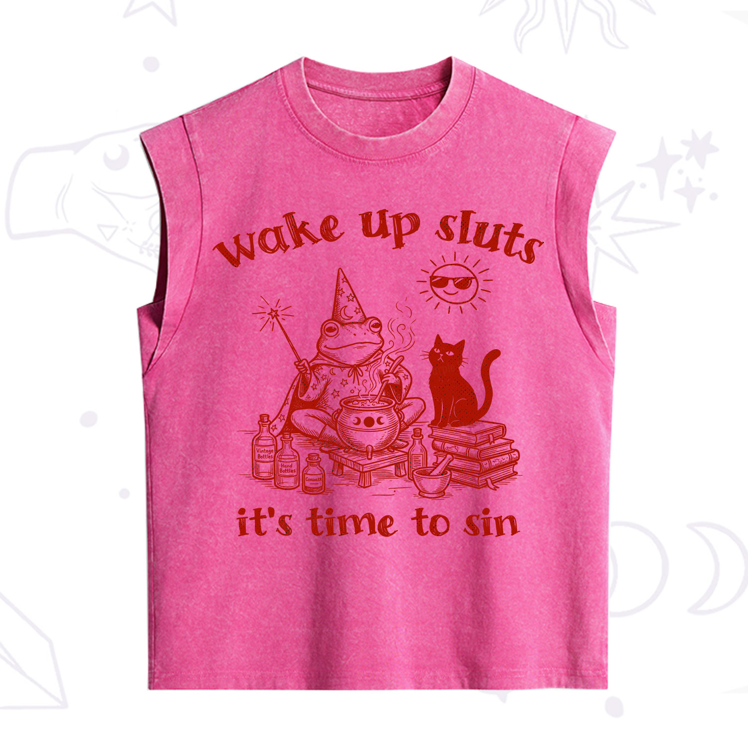 Purplehecate Wake Up Sluts It's Time to Sin Witch Frog Vintage Washed Tank
