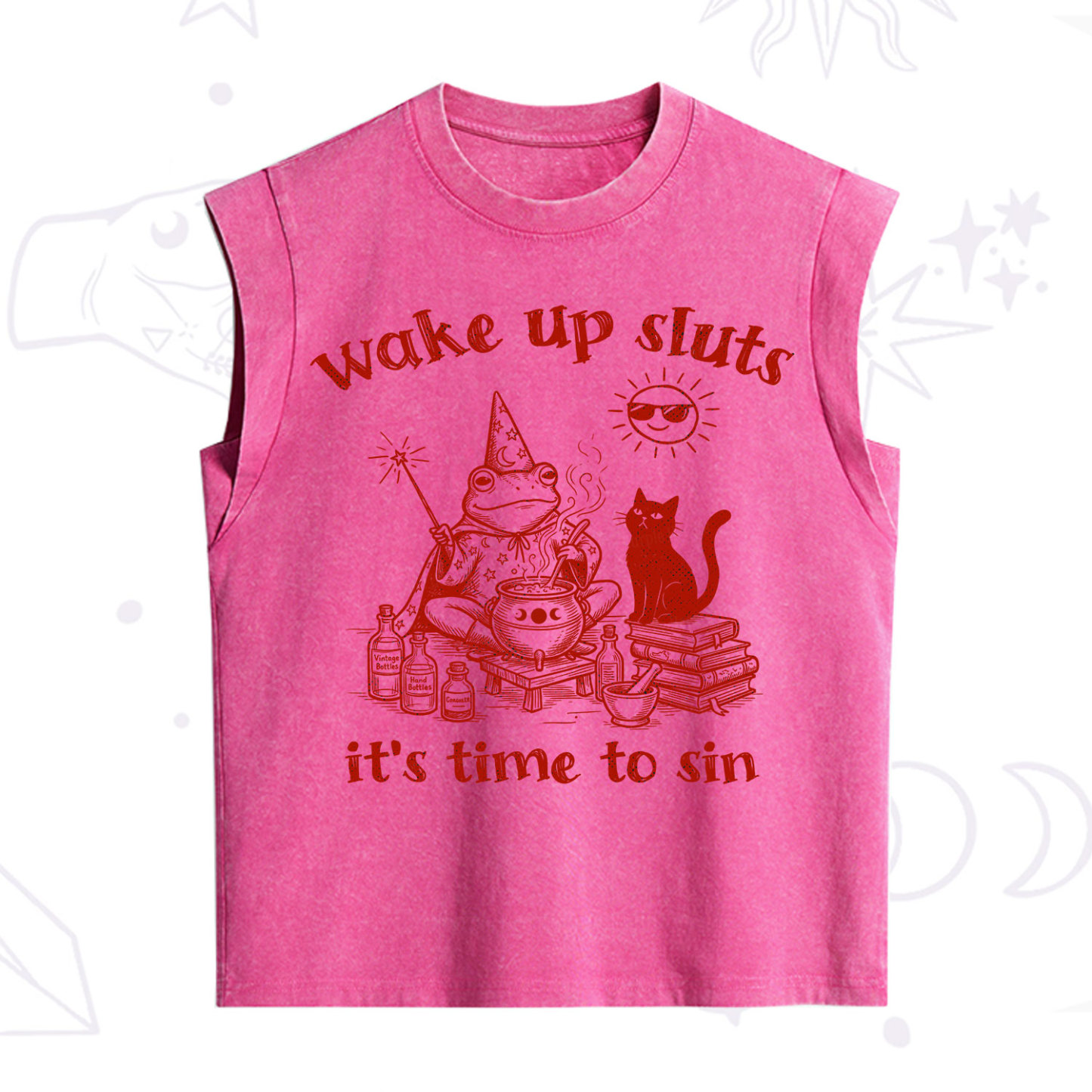 Purplehecate Wake Up Sluts It's Time to Sin Witch Frog Vintage Washed Tank