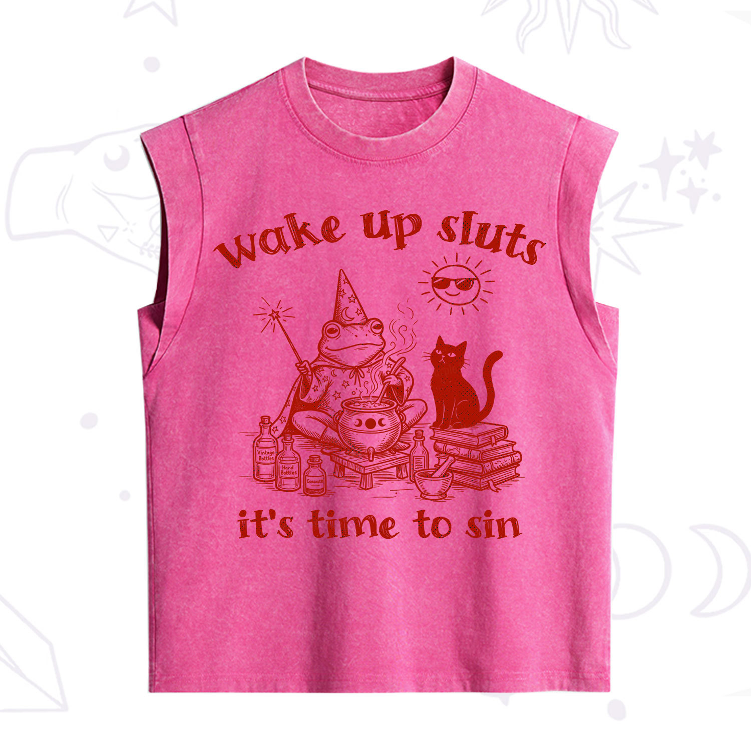 Purplehecate Wake Up Sluts It's Time to Sin Witch Frog Vintage Washed Tank
