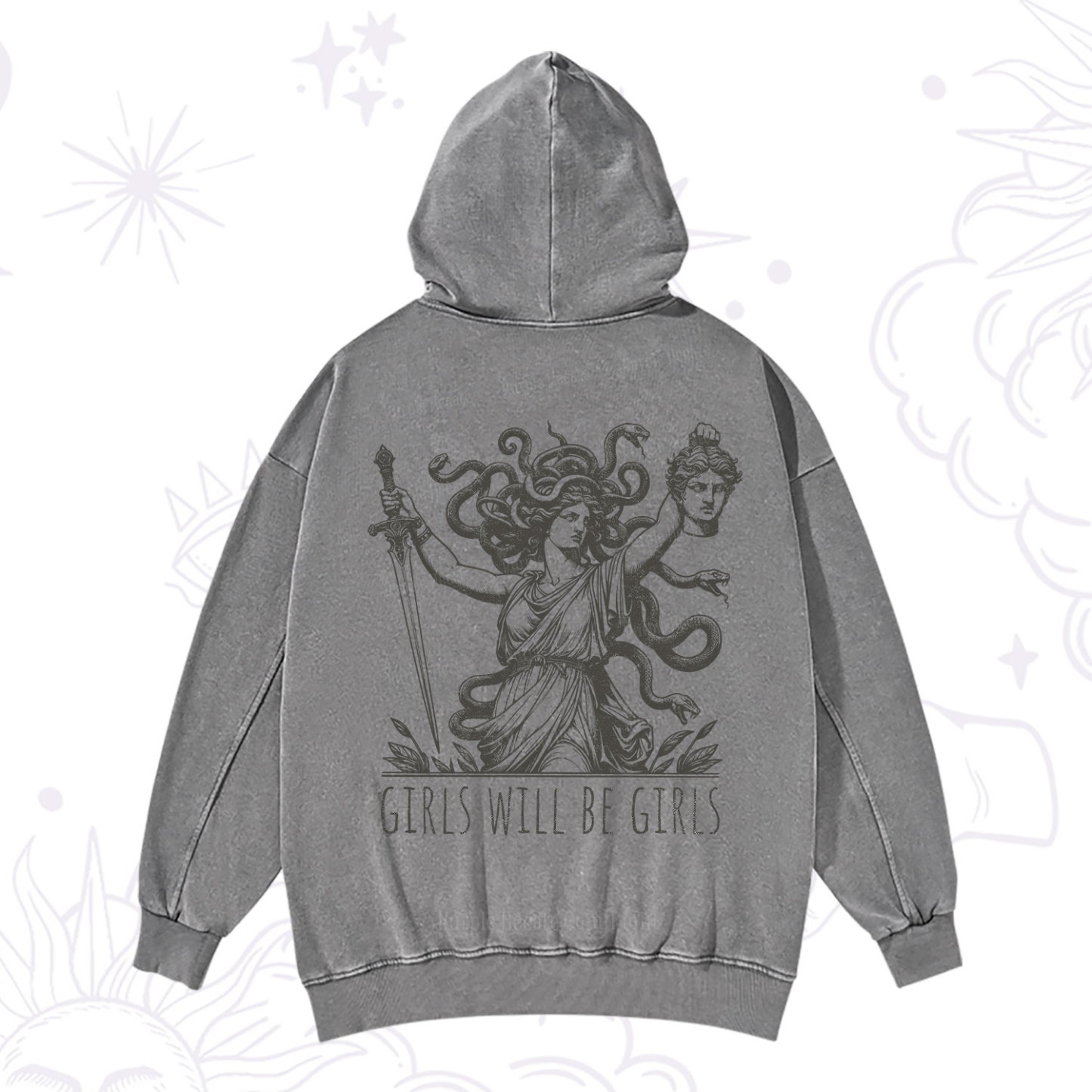 Purplehecate Girls Will Be Girls Medusa Washed Hoodie
