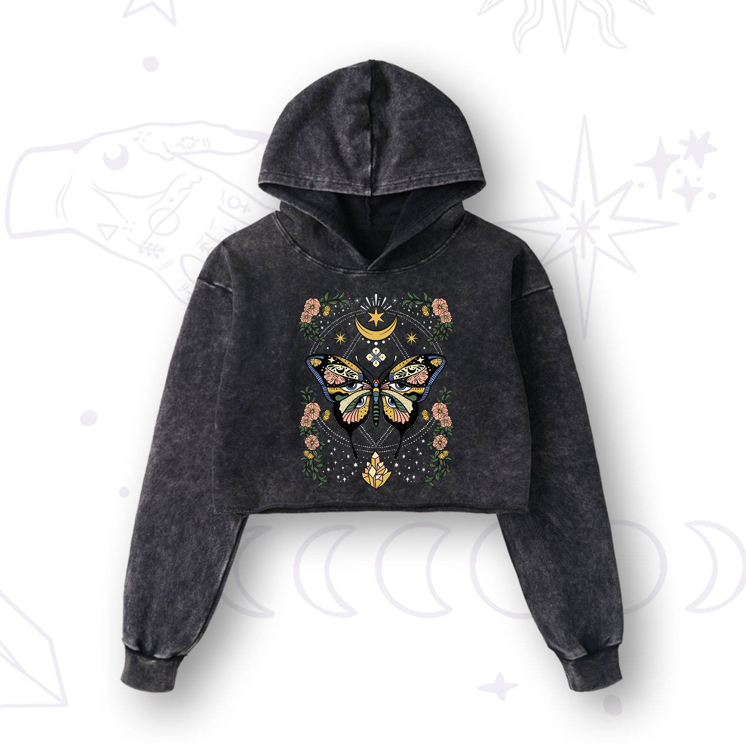 Purplehecate I Am Opening Washed Cropped Hoodie