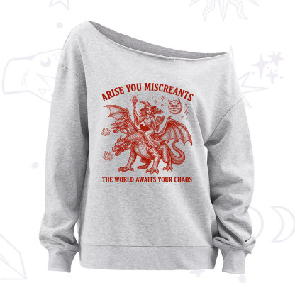 Purplehecate Arise You Miscreants Chaos Rider Witch Off The Shoulder Sweatshirt