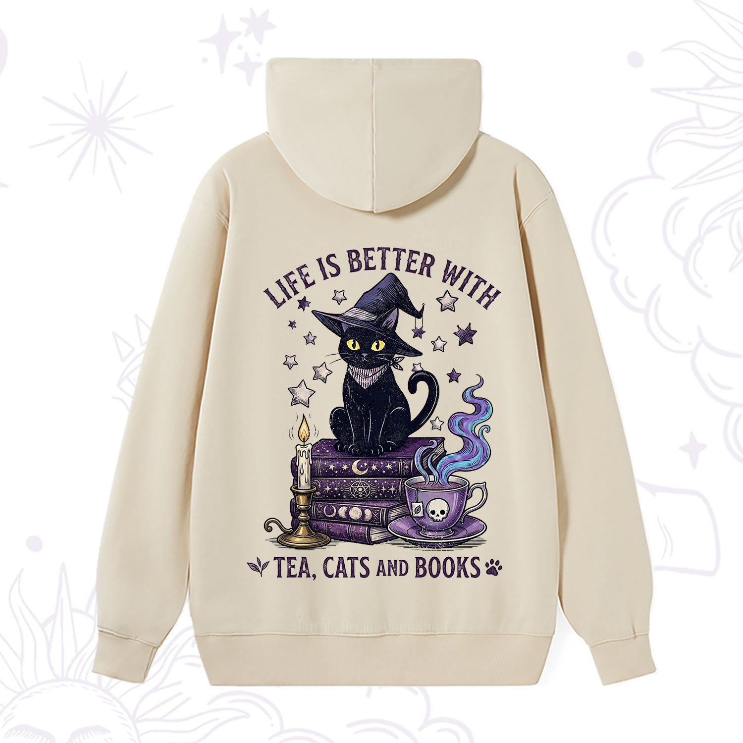 Purplehecate Life Is Better With Cats And Books Hoodie