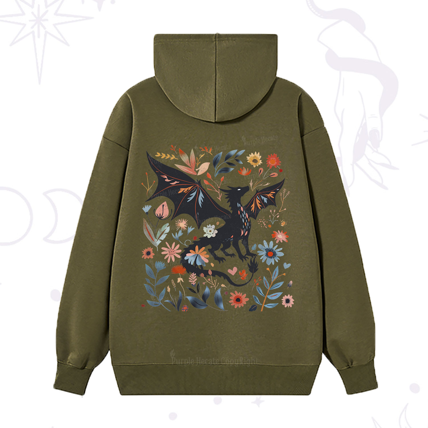 Purplehecate Vintage Fantasy Wyvern Bookish Hoodie