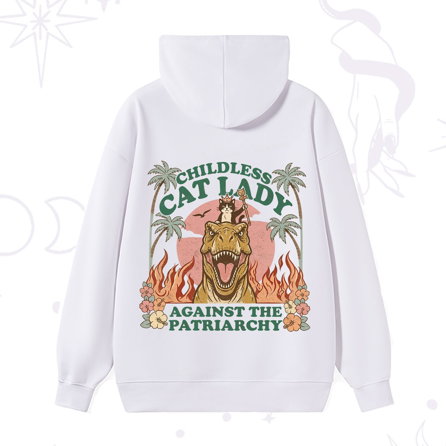 Purplehecate Childless Cat Lady Burn the Patriarchy Hoodie