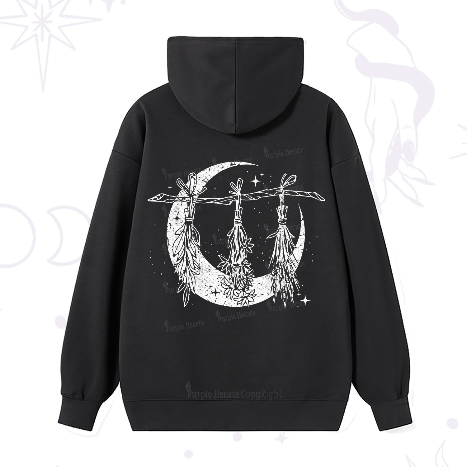 Purplehecate Witchy Moon Herbs Hoodie