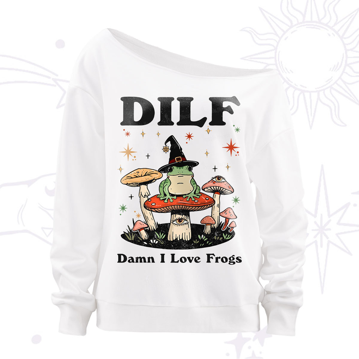 Purplehecate Dilf Damn I Love Frogs Off The Shoulder Sweatshirt