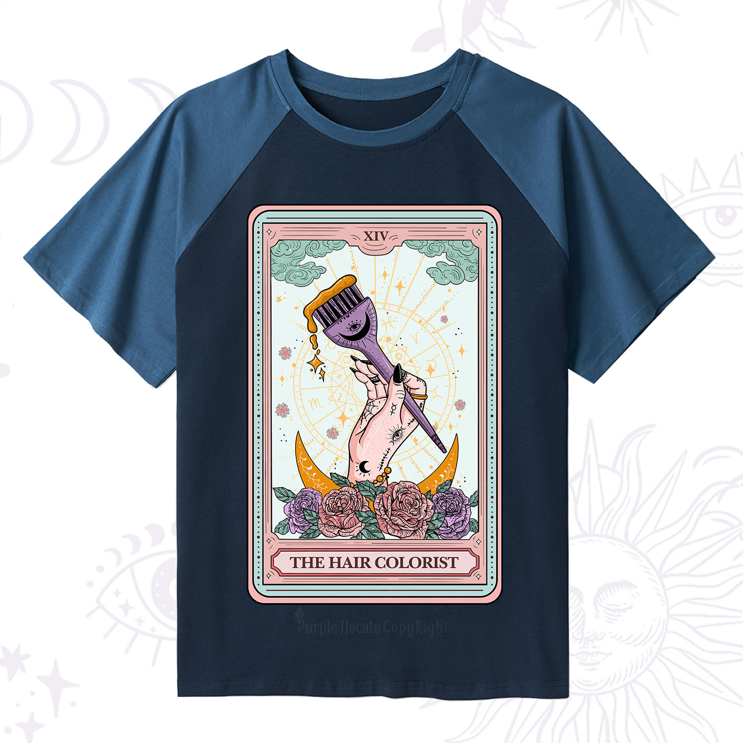 Purplehecate The Hair Colorist Tarot Raglan Short Sleeve T‑Shirt