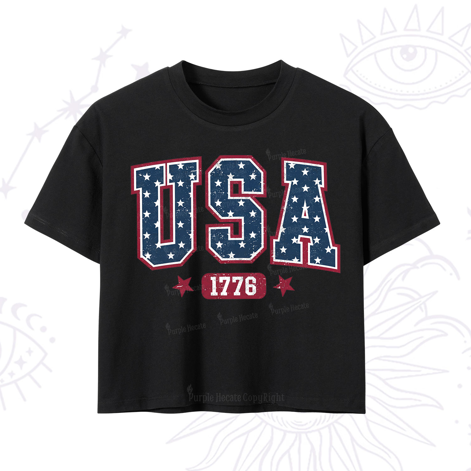 Purplehecate Retro USA 1776 Crop T-Shirt