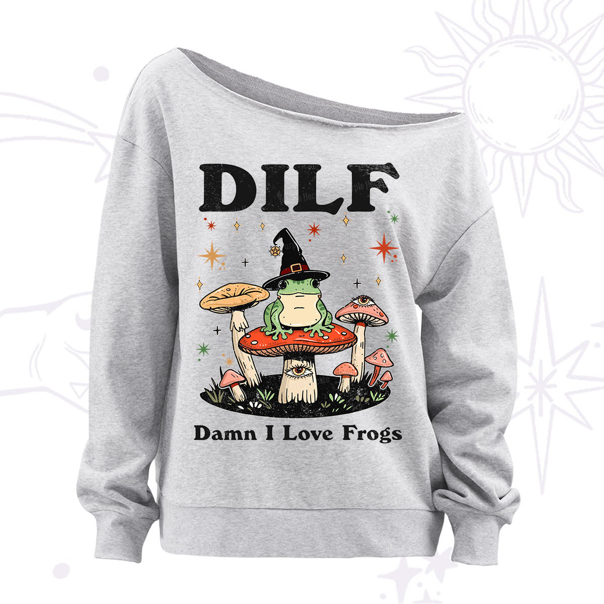 Purplehecate Dilf Damn I Love Frogs Off The Shoulder Sweatshirt